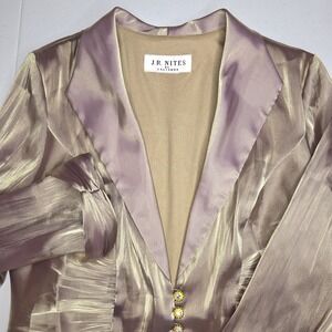 JR NITES BY CALIENDO Women's Small Vintage Iridescent Metallic Taupe Blazer 1798
